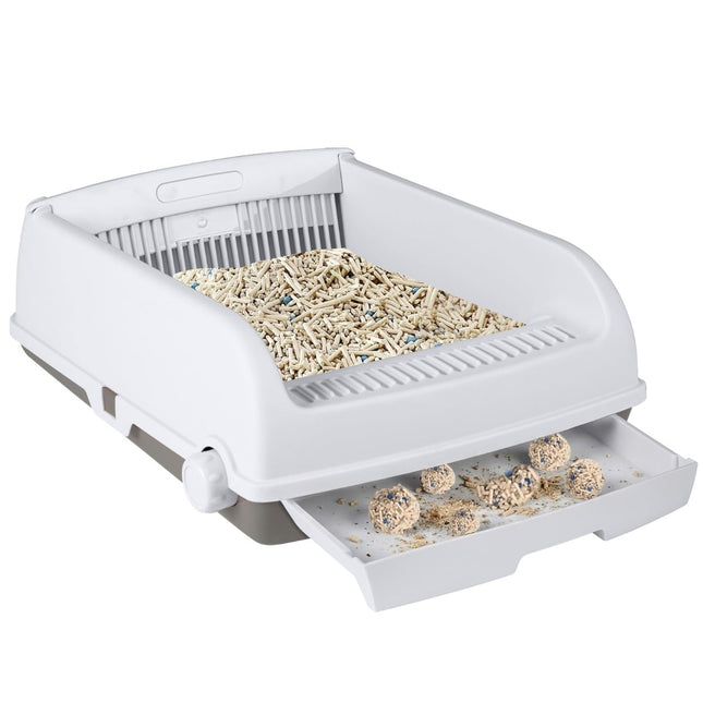 Semi-Automatic Cat Litter Box with Drawer & Scoop