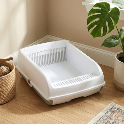 Semi-Automatic Cat Litter Box with Drawer & Scoop