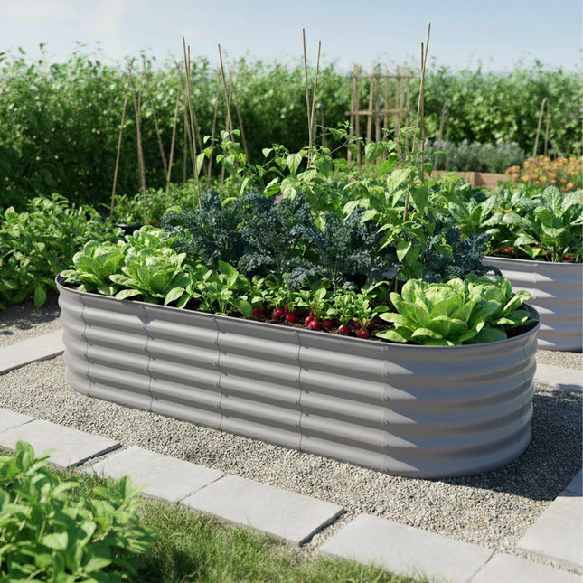 Semi-Circular Metal Planter, Raised Bed for Vegetables