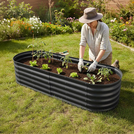 Semi-Circular Metal Planter, Weatherproof Raised Bed