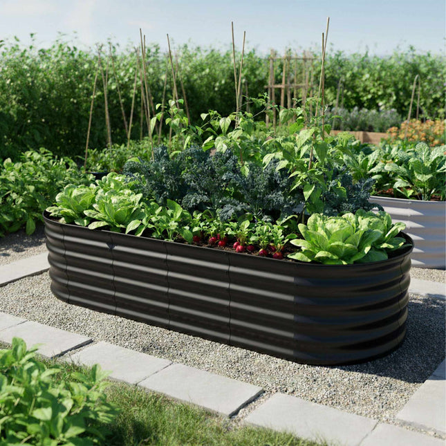 Semi-Circular Metal Planter for Outdoor Gardens