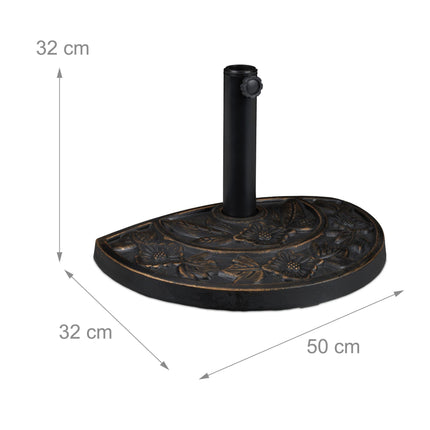Semi-Circular Parasol Base, Polyresin, Floral Design