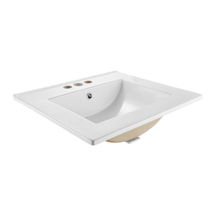Semi-Recessed Bathroom Sink 510x465mm, White Ceramic, 3-Hole Overflow
