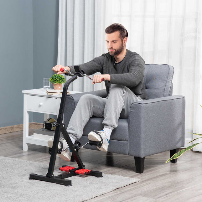 Senior Exercise Bike with LCD Display and Massage Rollers