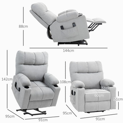 Electric recliner with stand-up assistance, massage & heating