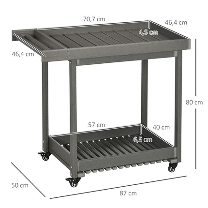 Outdoor barbecue cart with towel rack and 2 shelves, 87x50x80cm
