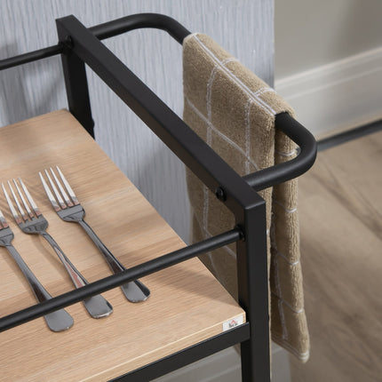 Kitchen serving trolley, 2-story, wheels with brakes, 60 kg capacity