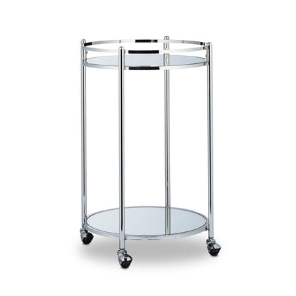 Serving trolley round silver