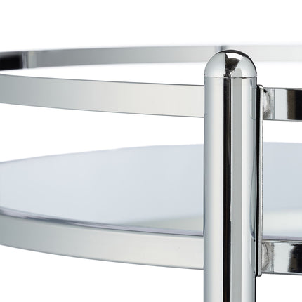 Serving trolley round silver
