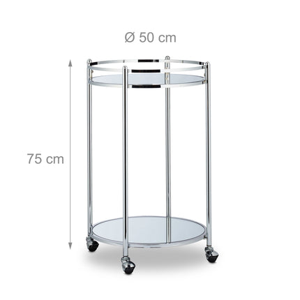 Serving trolley round silver