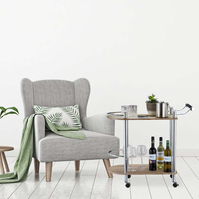 Serving trolley with 2 shelves