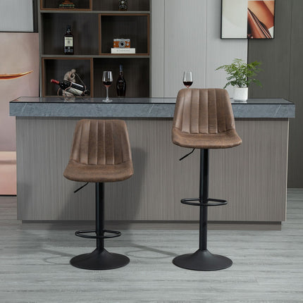 Height-adjustable brown barstools, set of 2, polyester