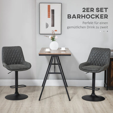 Height-adjustable bar stools, set of 2, dark gray artificial leather