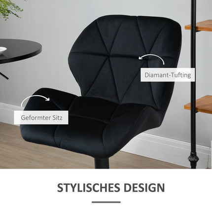 Set of 2 black swivel barstools, velvet, adjustable height