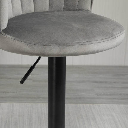 Adjustable Swivel Velvet Bar Stools, Set of 2, Gray