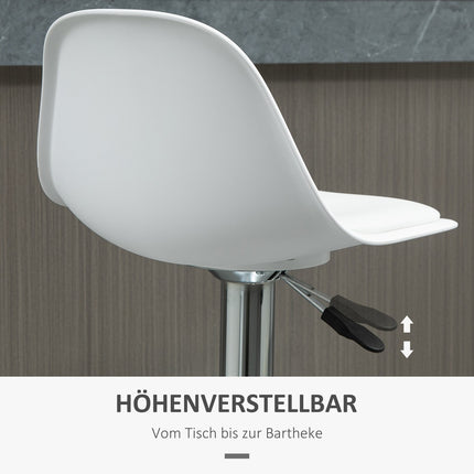 Adjustable Swivel Bar Stools, Set of 2 - White Faux Leather