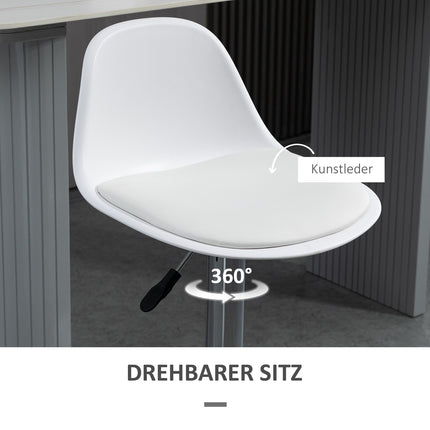 Adjustable Swivel Bar Stools, Set of 2 - White Faux Leather