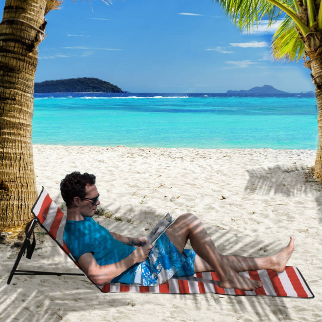 Foldable Red Beach Mat Set - Adjustable sun lounger, 142x51x40cm