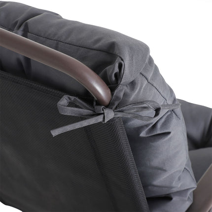 Set of 2 gray seat cushions for garden chair with low back