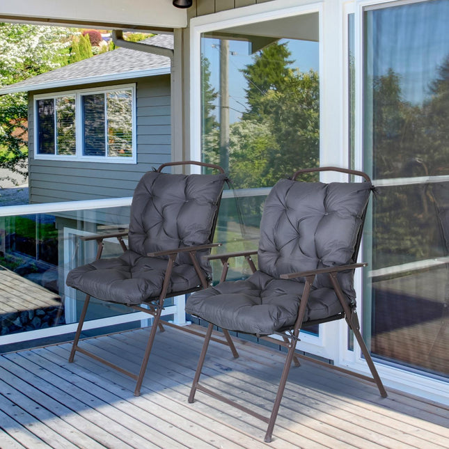 Set of 2 gray seat cushions for garden chair with low back