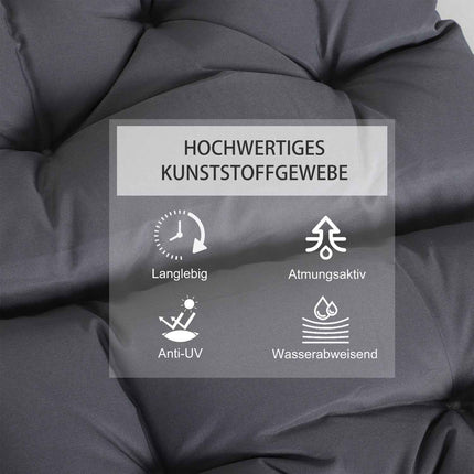 Set of 2 gray seat cushions for garden chair with low back