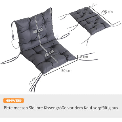 Set of 2 gray seat cushions for garden chair with low back