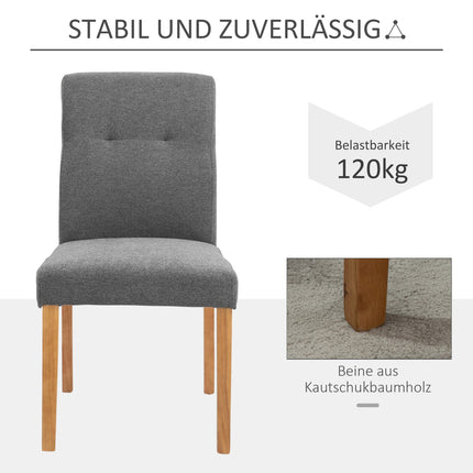 Dining chairs Set of 2, Padded linen-polyester, dark grey