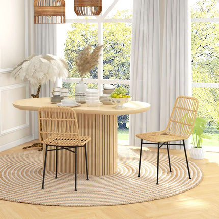 Set of 2 yellow steel dining chairs with rat-look backrest