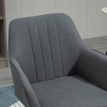 Dark gray dining chairs Set of 2, linen upholstery, metal legs