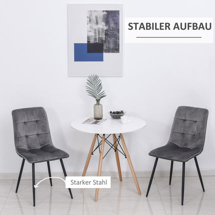 Set of 2 upholstered dining chairs, foam cushioned, gray