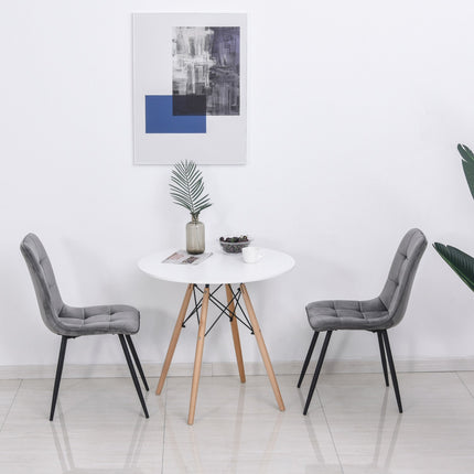 Set of 2 upholstered dining chairs, foam cushioned, gray