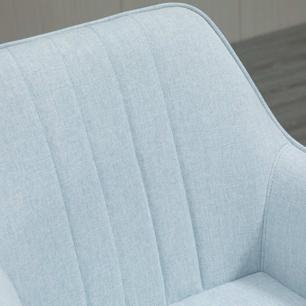 Set of 2 upholstered dining chairs, linen, blue, metal legs