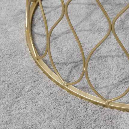 Set of 2 metal outdoor side tables, gold & white design
