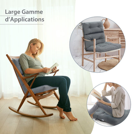 Set Of 2 High-Back Patio Chair Cushions, Waterproof, Gray