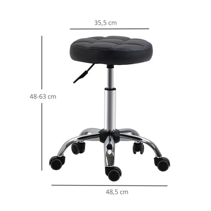 Height-adjustable swivel lounge stools in black artificial leather, set of 2