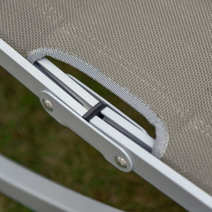 Ergonomic sun lounger set, aluminum frame, light grey