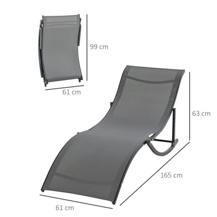 Set of 2 ergonomic sun loungers, dark gray textile