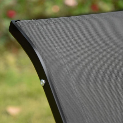 Set of 2 ergonomic sun loungers, dark gray textile