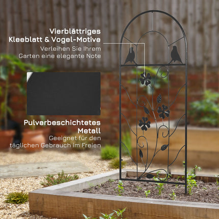 Metal trellis set for climbing plants - Black, 38x98 cm