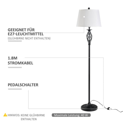 Vintage black & white lamp set - 2 tables, 1 floor lamp