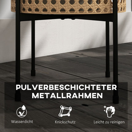 Gold Rattan-Look Plant Stand Set, indoor/outdoor, 3-piece