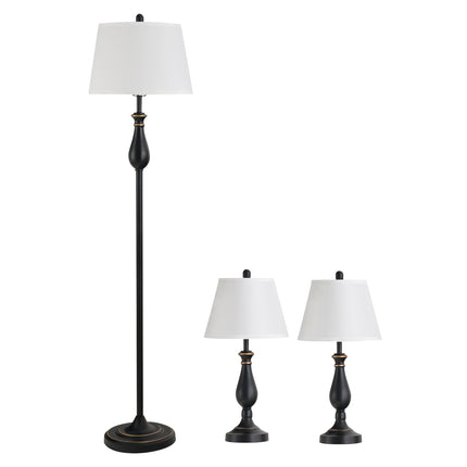 Vintage table and floor lamp set, metal base, E27 bulbs