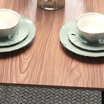 Dining table set with 4 chairs, teak and steel, modern design