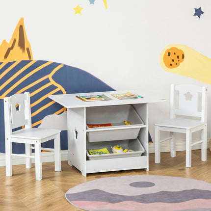 Toddler table & 2 chairs, MDF, white/grey