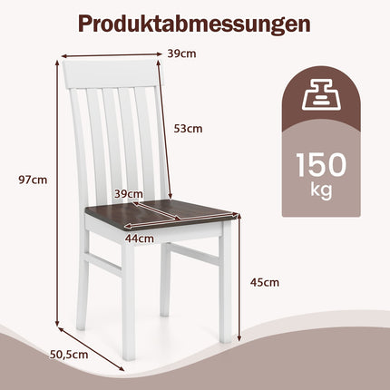 Set of 2 Armless Dining Chairs, Ergonomic, Brown
