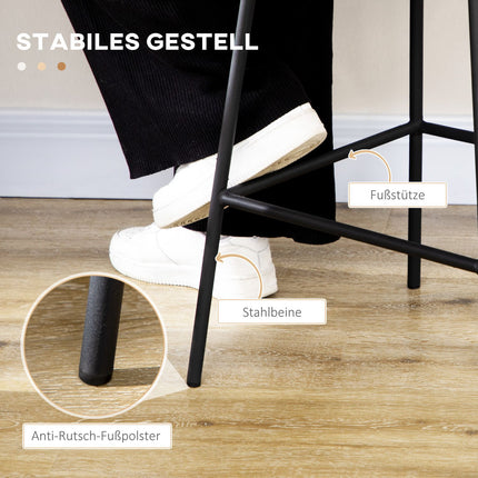 Black barstools, legs and footrests in steel, 2-pack