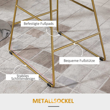 Set of 2 bar stools, gold steel legs, 46x56x95 cm