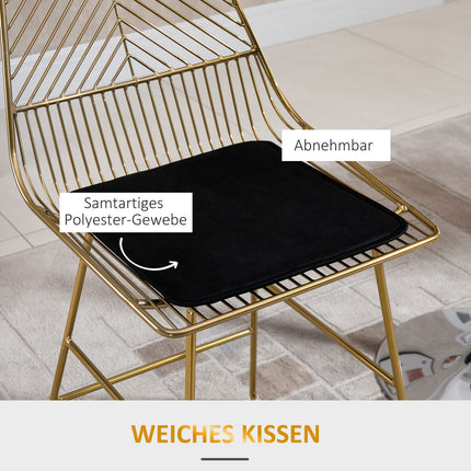 Set of 2 bar stools, gold steel legs, 46x56x95 cm