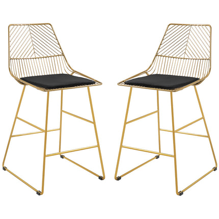 Set of 2 bar stools, gold steel legs, 46x56x95 cm