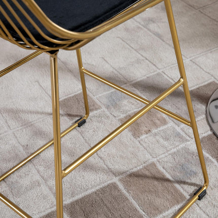 Set of 2 bar stools, gold steel legs, 46x56x95 cm